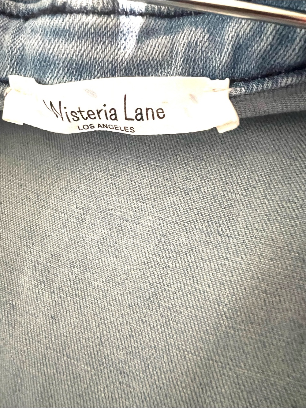 Wisteria Lane Denim Jumpsuit Bell Bottom Boho Western size Large - Picture 9 of 10